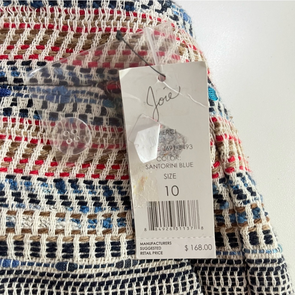 JOIE Merci Knit Print tweed Shorts in Sanitori Blue NWT 10 - Picture 3 of 10